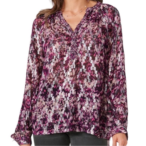 Wit & Wisdom/Democracy Purple Sparkly Blouse 1X - Picture 3 of 12